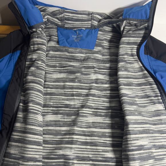 Elevate Men's Large Blue & Black Jacket with Hood Fleece Type Lining Zippered - Picture 10 of 16